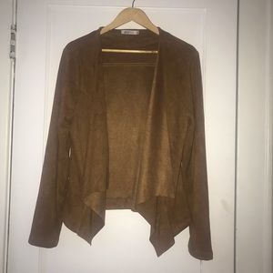 Tan Suede Open Front Blazer
